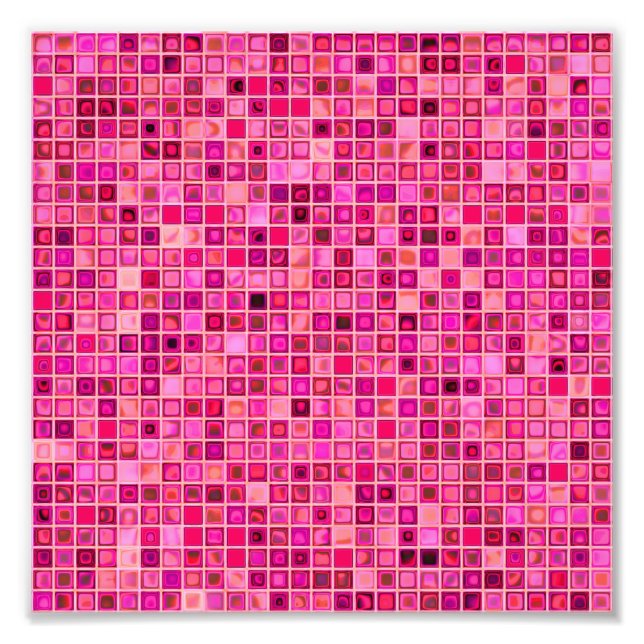 Mörkens Rosa "Watery" Mosaic Tile Mönster Fototryck (Framsidan)