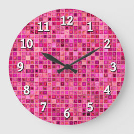 Mörkens Rosa "Watery" Mosaic Tile Mönster Stor Klocka