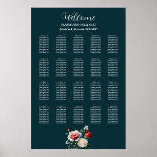 Mörkens Söt rosa, sittdiagram för vit röd ros Poster