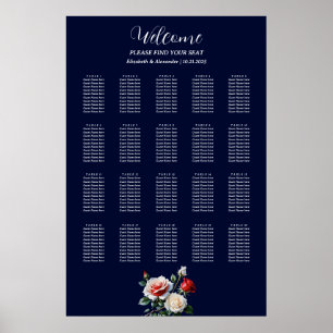 Mörkens Söt rosa, sittdiagram för vit röd ros Poster