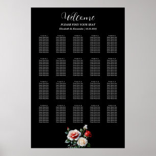 Mörkens Söt rosa, sittdiagram för vit röd ros Poster