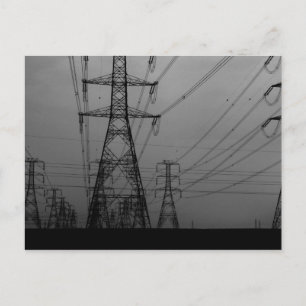 Mörker - B&W kraftledningar Vykort