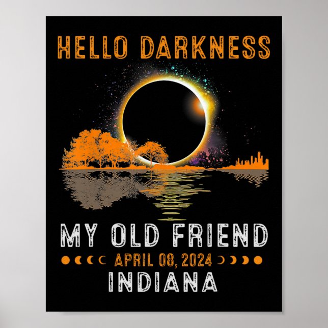Mörker min gamla vän Total Eclipse 2024 Indiana Poster (Framsidan)