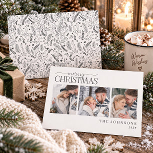 Mörkgrå botanisk julfoto för nygifta julkort