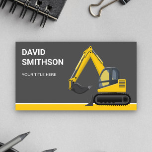 Mörkgrå entreprenadmaskin bulldozer grävmaskin visitkort