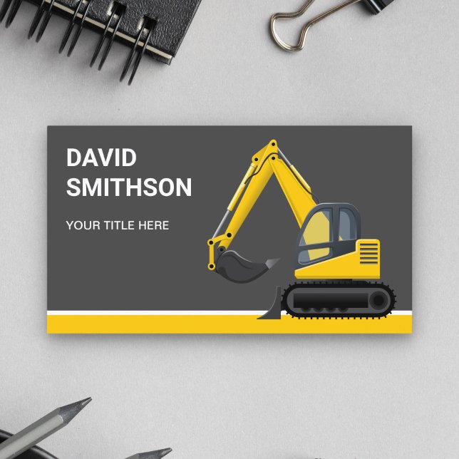 Mörkgrå entreprenadmaskin bulldozer grävmaskin visitkort (Skapare uppladdad)