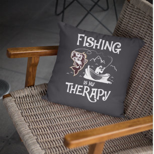 Mörkgrå fiske är min terapi roddbåt kudde