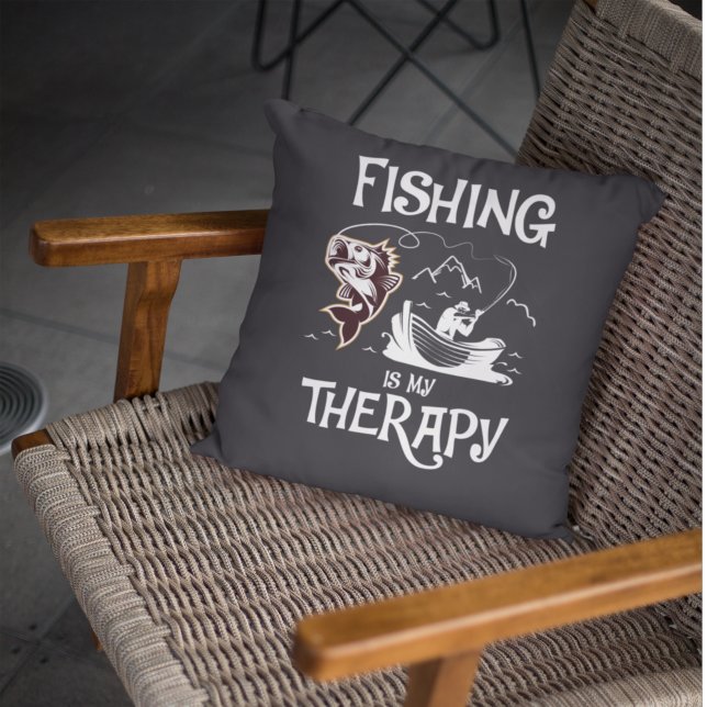 Mörkgrå fiske är min terapi roddbåt kudde (Skapare uppladdad)