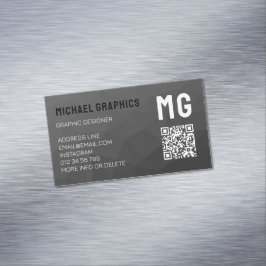 Mörkgrå geometrisk mesh-mönster QR-kod Magnetiska Visitkort