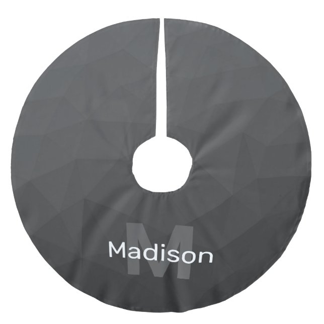 Mörkgrå geometrisk nätmonogram med gradient julgransmatta borstad polyester (Framsidan)