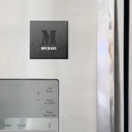 Mörkgrå geometrisk nätmönster Monogram Magnet