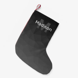 Mörkgrå gradient geometriskt nätmonogram liten julstrumpa