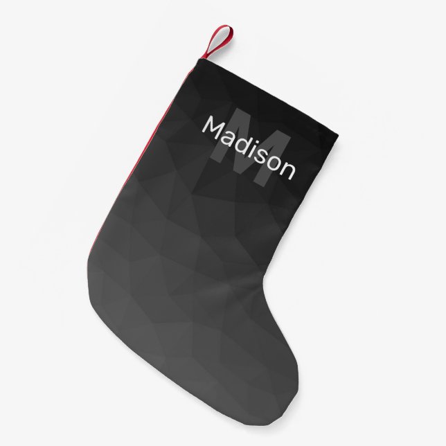 Mörkgrå gradient geometriskt nätmonogram liten julstrumpa (Framsidan (Hängande))