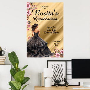Mörkgrå klänning 15-årsdag Elegant Quinceanera Poster