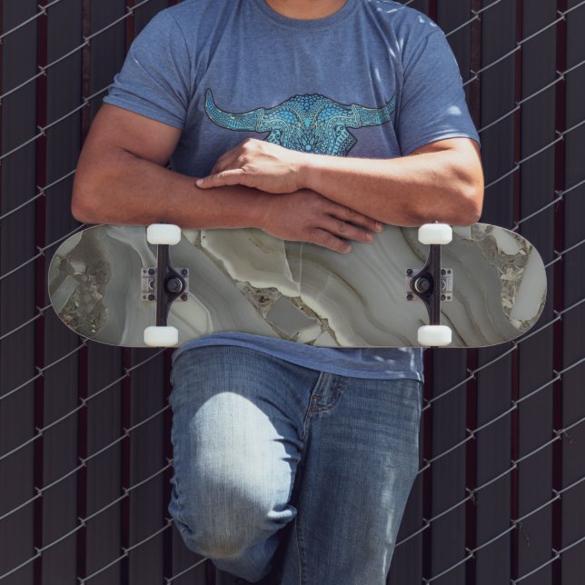 Mörkgrå marmor med guldådror mini skateboard bräda 18,5 cm (Utomhus 3)
