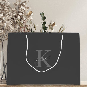 Mörkgrå monogram brudtärna-förslag presentpåse