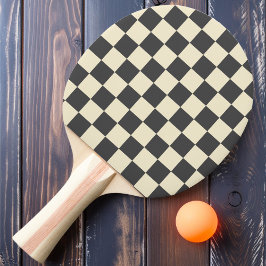 Mörkgrå och krämfärgade rutor pingisracket