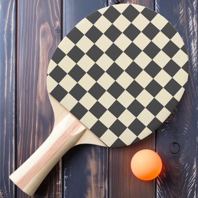 Mörkgrå och krämfärgade rutor pingisracket (Skapare uppladdad)