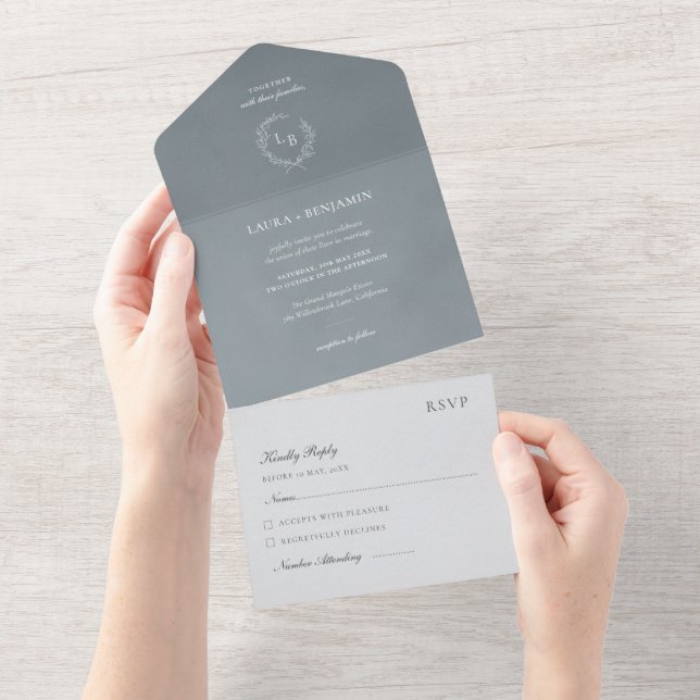 Mörkgrå sammets minimalistisk lagerkrans bröllop (Avrivbar del)