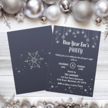 Mörkgrå stjärnor & snöflingor Nyårsfest