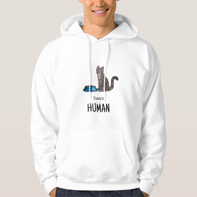 Mörkgrå Tabby Katt Tröja Hoodie (Framsida)