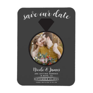 Mörkgrå vigselring foto Save the Date Magnet