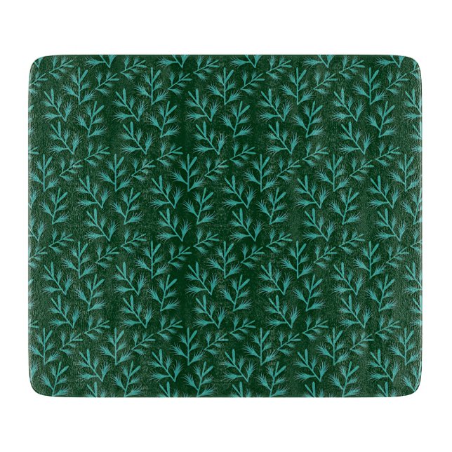 Mörkgrön bakgrund med tealgröna botaniska blad (Framsidan)