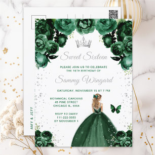 Mörkgrön Blondt Hår Prinsessa Sweet Sixteen Vykort