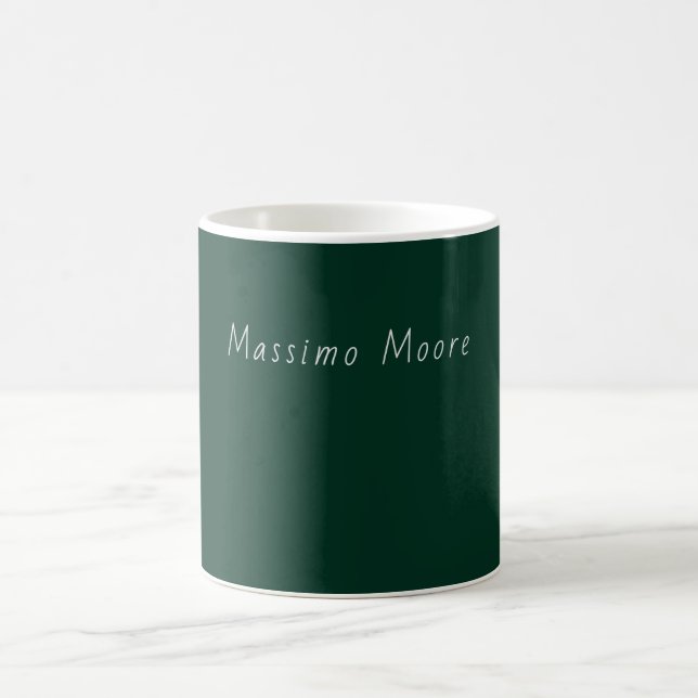 Mörkgrön Elegant Ledig Egen Namn Handstil Kaffemugg (Center)