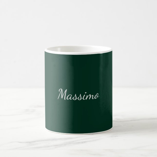 Mörkgrön Elegant Ledig Egen Namn Handstil Kaffemugg (Center)