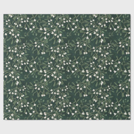 Mörkgrön Elegant Mistel & Vita Bär Jul Presentpapper