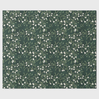 Mörkgrön Elegant Mistel & Vita Bär Jul Presentpapper