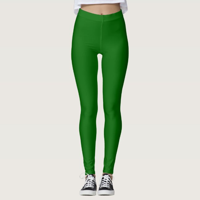 Mörkgrön enfärgad leggings (Framsida)