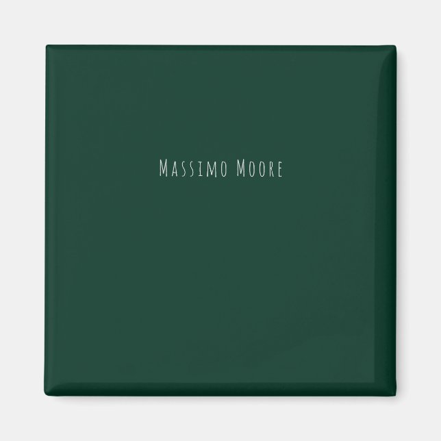 Mörkgrön Enkel Elegant Casual Eget Namn Magnet (Framsidan)