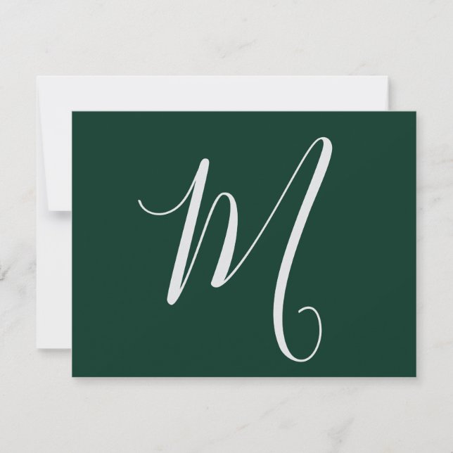 Mörkgrön Enkel Elegant Modern Egen Namn Monogram Anteckningskort (Framsida)
