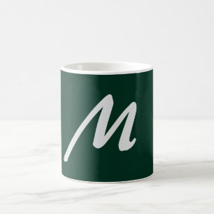 Mörkgrön Enkel Elegant Modern Egen Namn Monogram Kaffemugg