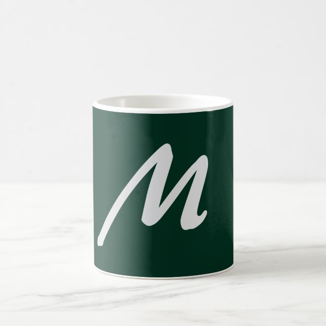 Mörkgrön Enkel Elegant Modern Egen Namn Monogram Kaffemugg (Center)