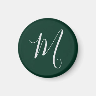 Mörkgrön Enkel Elegant Modern Egen Namn Monogram Magnet