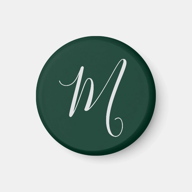 Mörkgrön Enkel Elegant Modern Egen Namn Monogram Magnet (Framsidan)