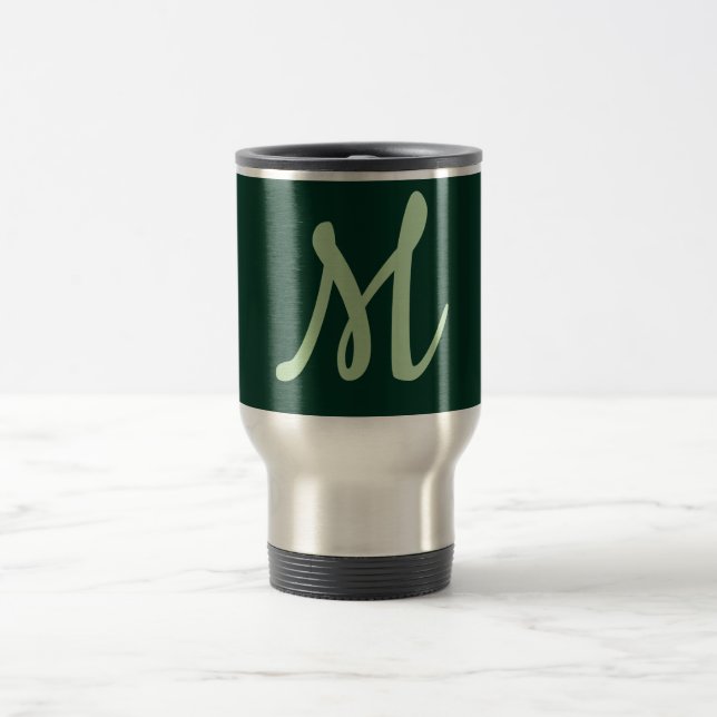 Mörkgrön Enkel Elegant Modern Egen Namn Monogram Resemugg (Center)