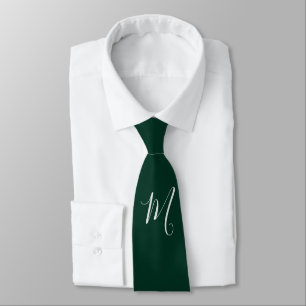 Mörkgrön Enkel Elegant Modern Egen Namn Monogram Slips