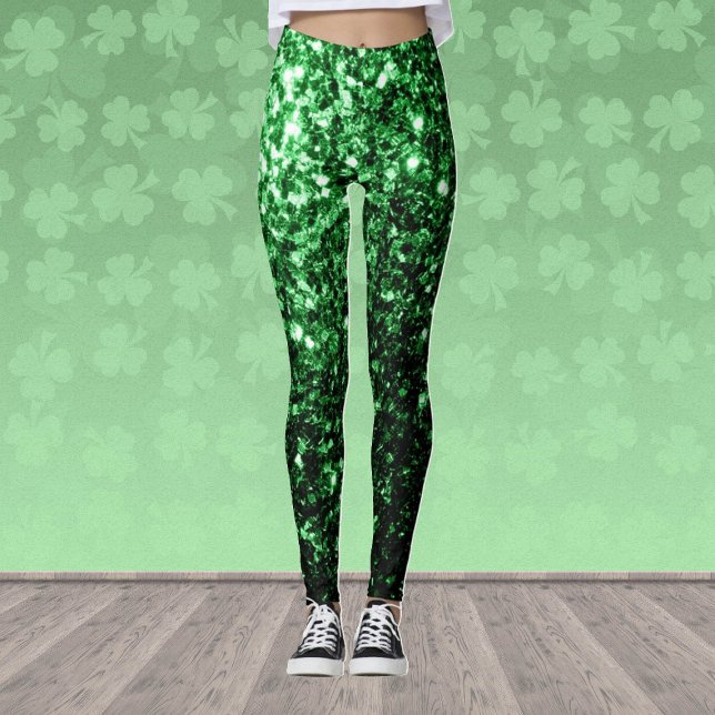Mörkgrön falsk glittergnistrande leggings (Stand out in the gym with our breathable sparkly leggings in many different colors!)