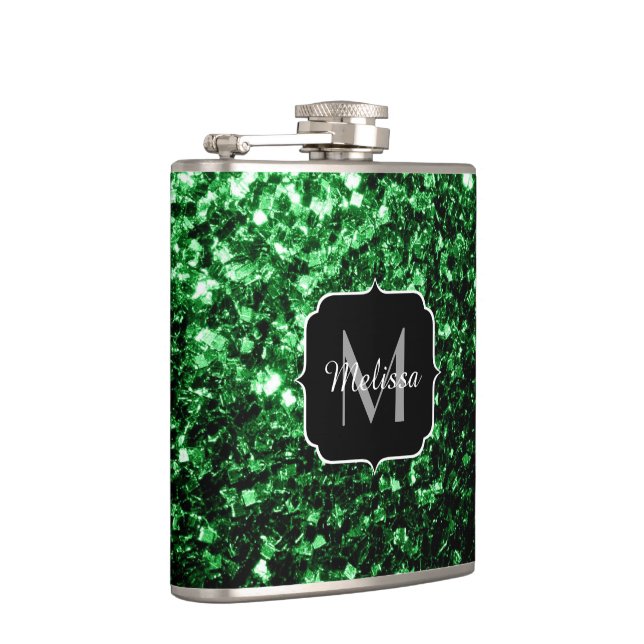 Mörkgrön falsk glittergnistrande monogram fickplunta (Höger)