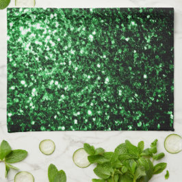 Mörkgrön falsk glittergnistrar kökshandduk