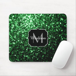 Mörkgrön falsk glittergnistrar Monogram Musmatta