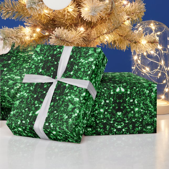 Mörkgrön falsk glittergnistrar presentpapper (Helgdagar)