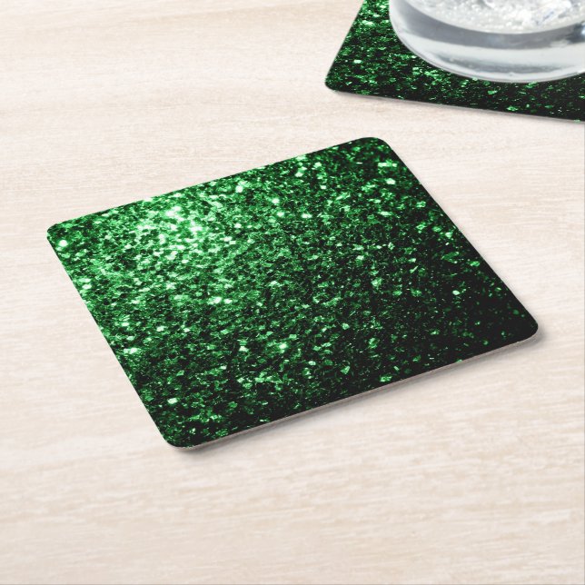 Mörkgrön falsk glittergnistrar underlägg papper kvadrat (Vinklad)