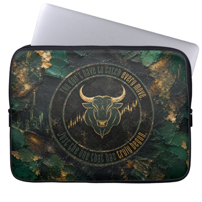 Mörkgrön färg Grunge-tjurdesign Laptop Fodral (Framsidan)