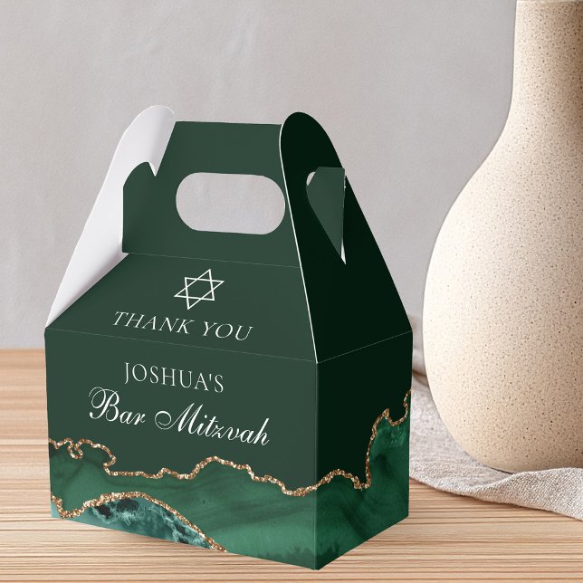 Mörkgrön Guld Bar Mitzvah Personlig Fest Presentaskar (Skapare uppladdad)