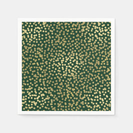 Mörkgrön & Guld prickar Konfetti Elegant Glamour Pappersservett